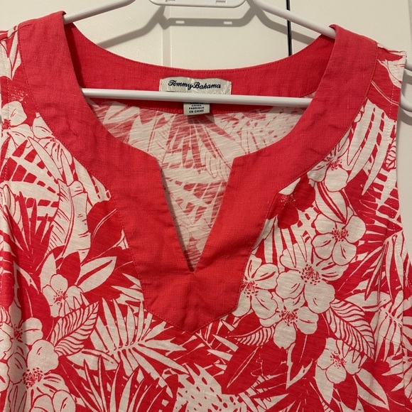 Tommy Bahama Pink White Floral Cotton Dress Size Medium - Picture 4 of 7